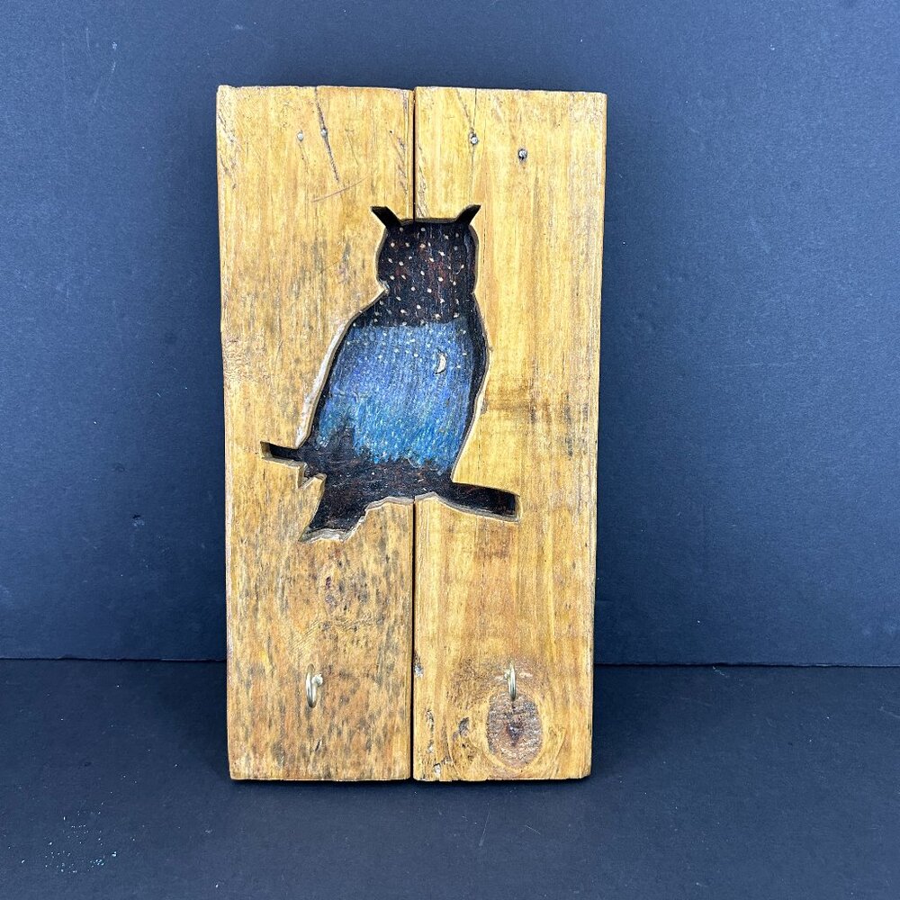 Rustic Handmade Barn Wood Owl Wall Art primitive owl wall art Owl themed folkart
